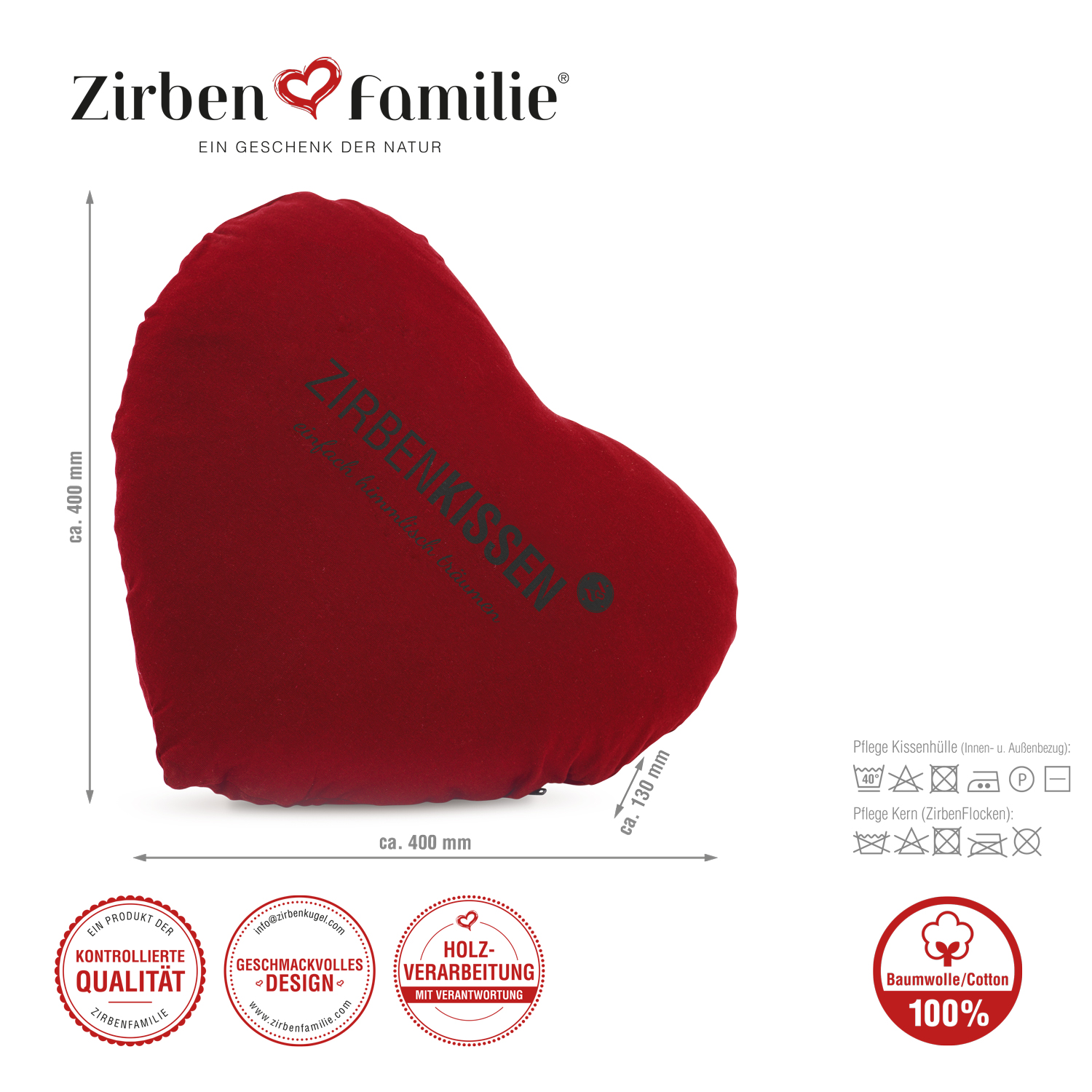 ZirbenKissen Herz Rot
