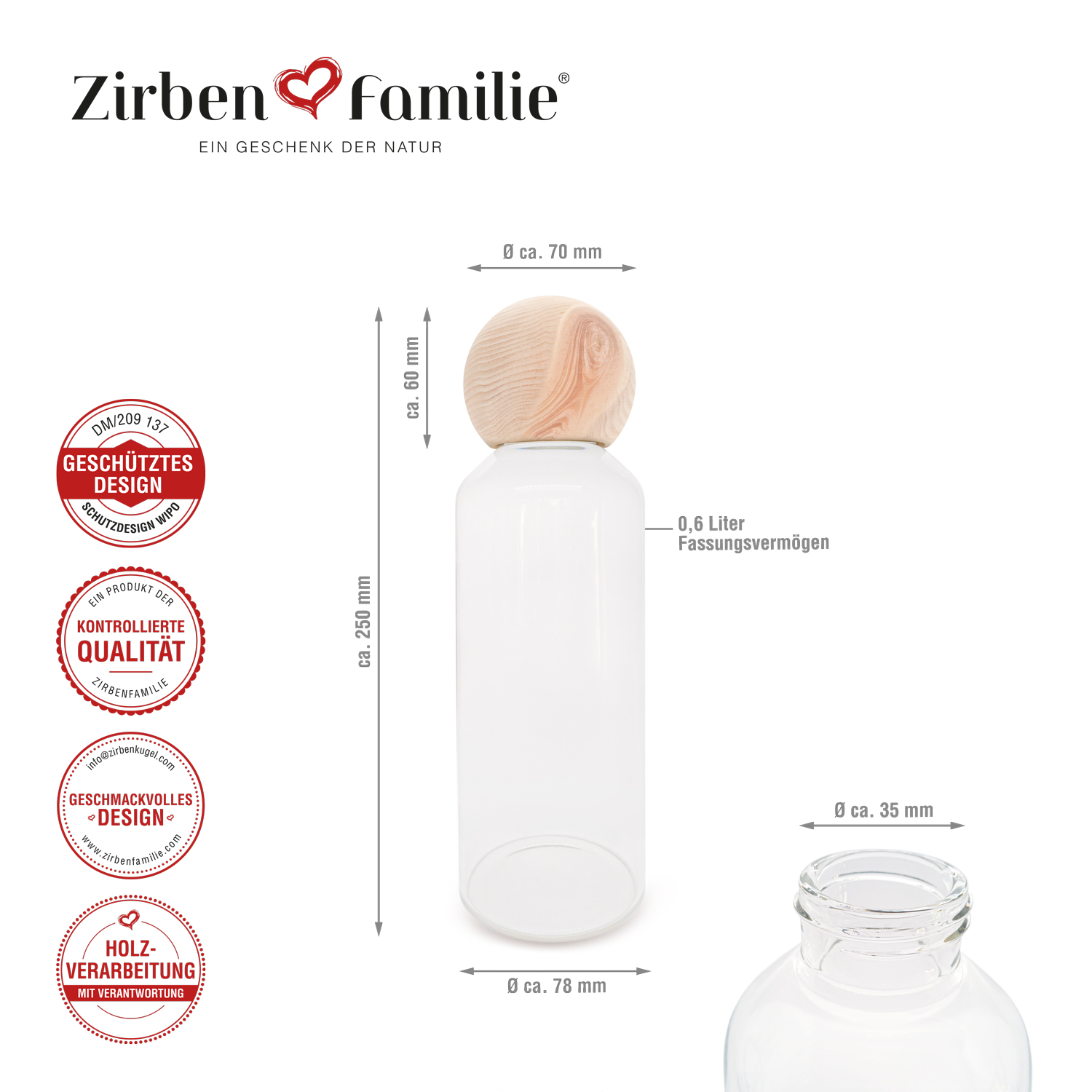 ZirbenManschgerl Trinkflasche 0,6 Liter
