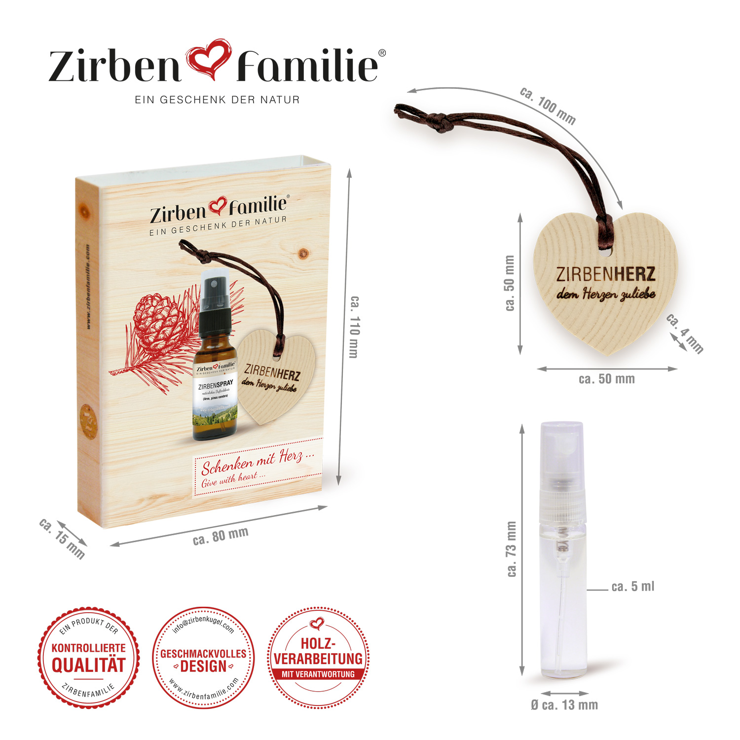 ZirbenSpray & ZirbenHerz Anhänger Set